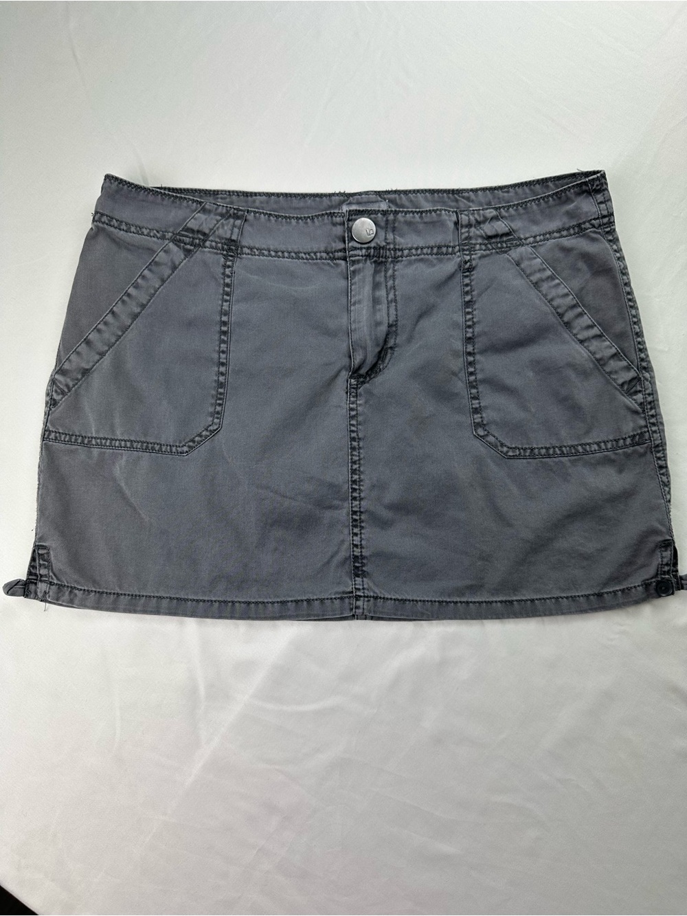 Y2K Grey Micro Mini Cargo Skirt Gorpcore Indie Sleaze 90s Summer Utility Cotton